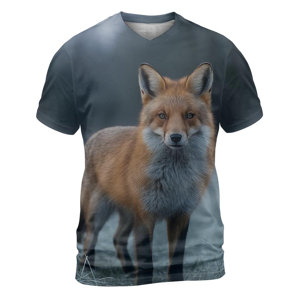 Red Fox In Frosted Meadow designer pattern shirts