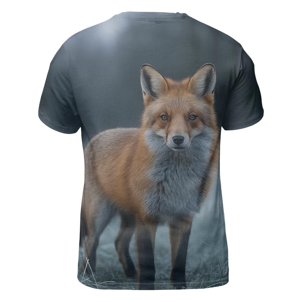 Red Fox In Frosted Meadow designer pattern shirts