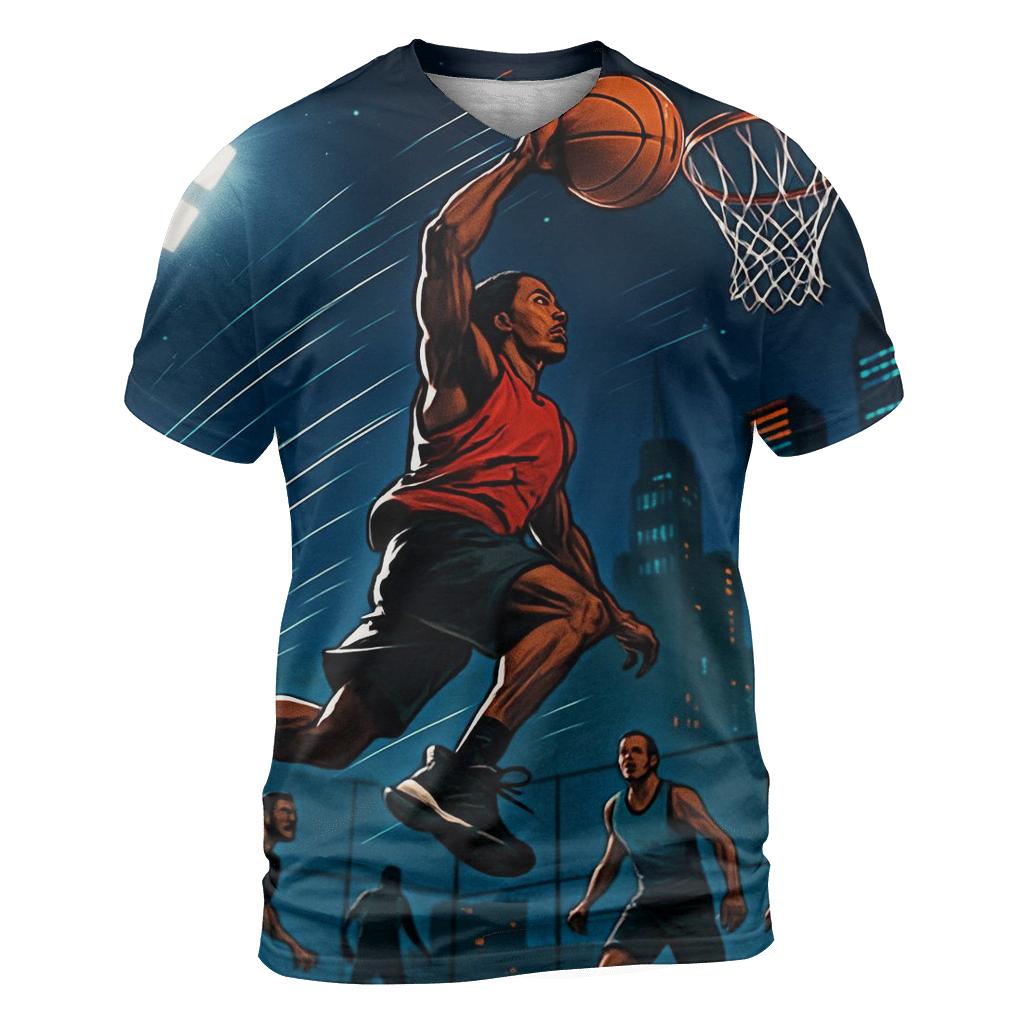 Urban Rooftop Basketball Night Game statement graphic shirts