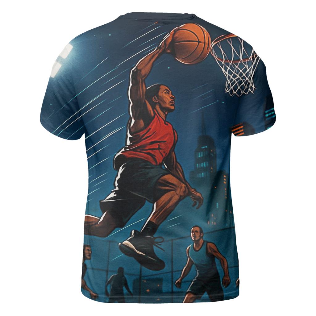 Urban Rooftop Basketball Night Game statement graphic shirts