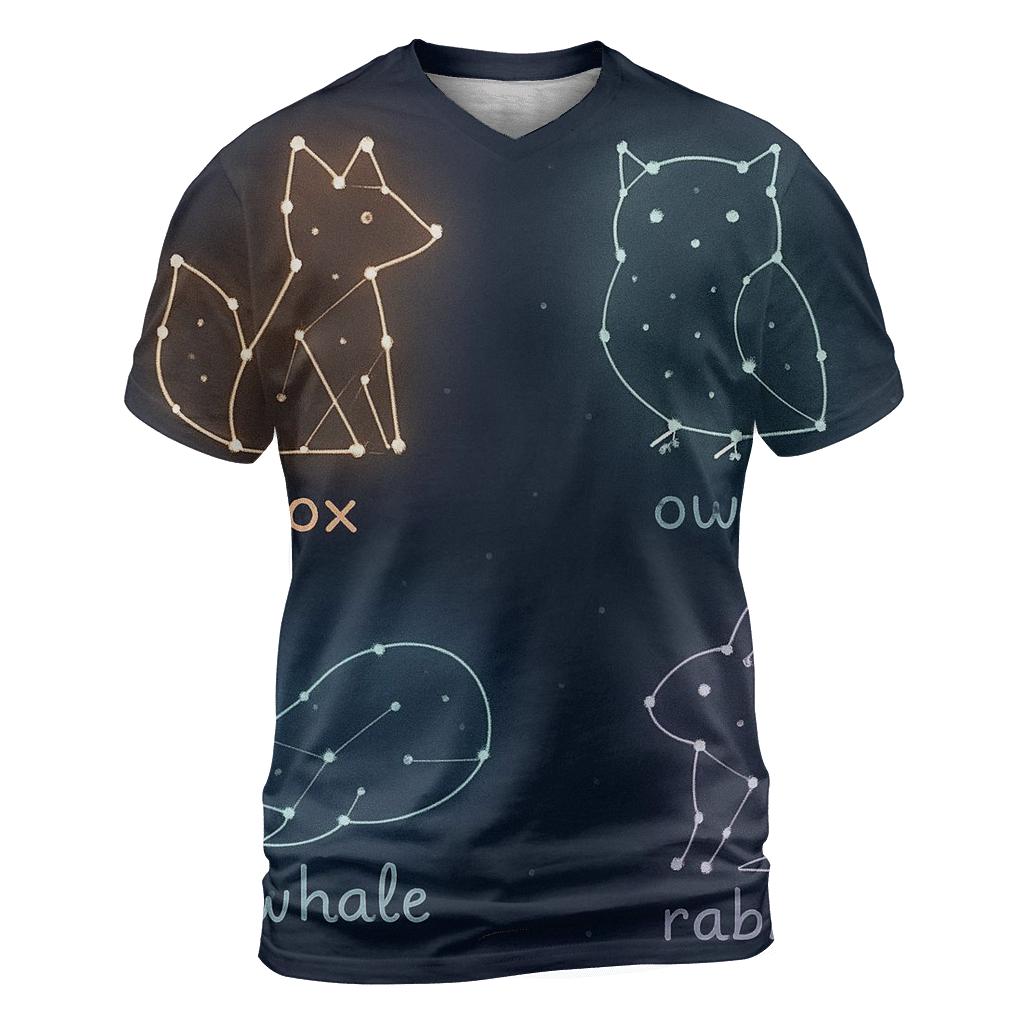 Constellation Storybook Animals designer pattern shirts