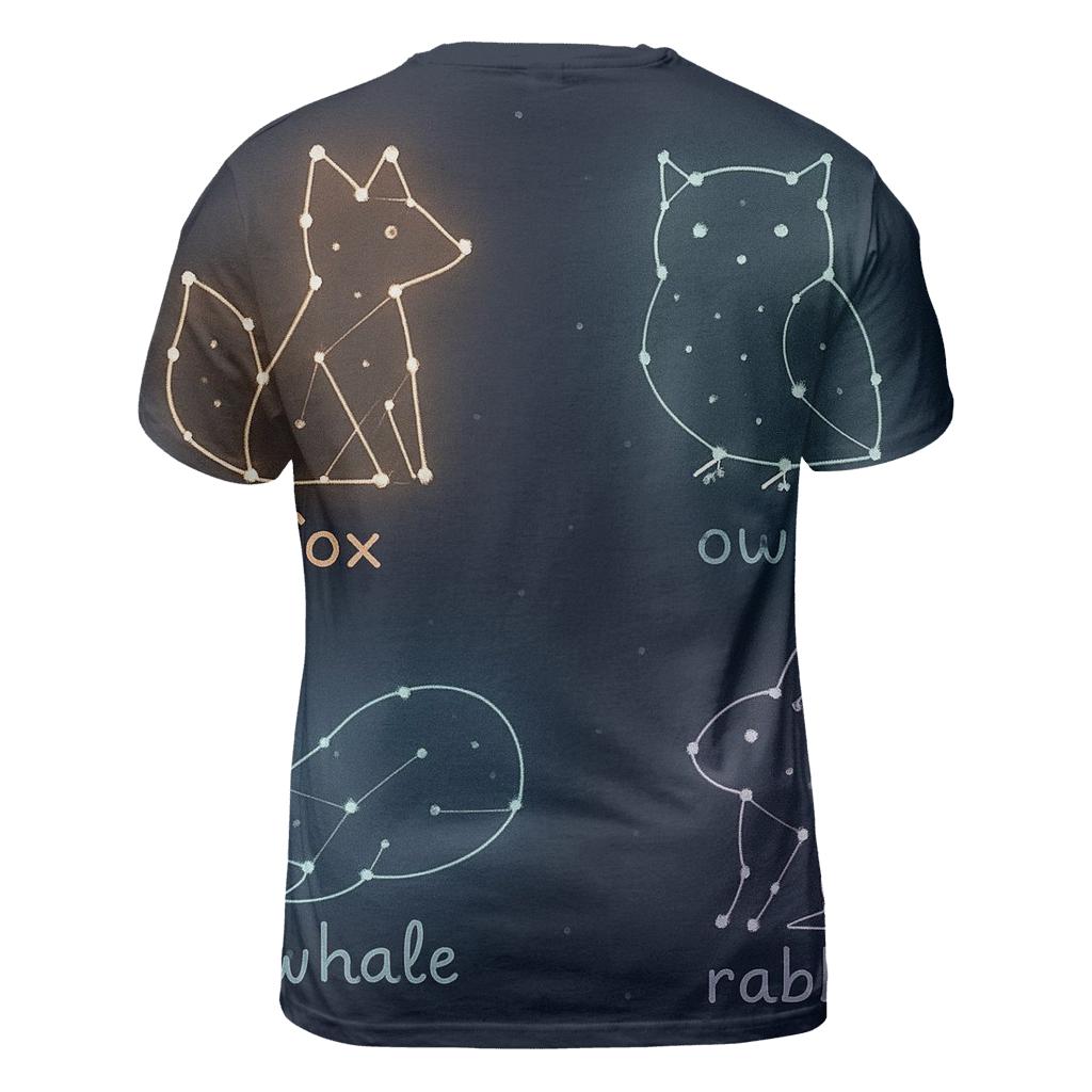 Constellation Storybook Animals designer pattern shirts