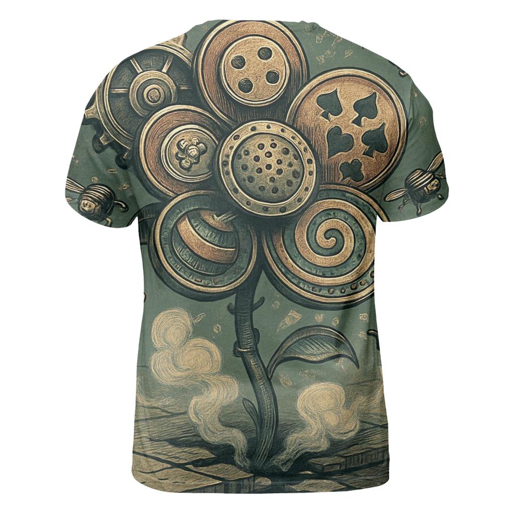 Mechanical Coin Bloom statement graphic shirts