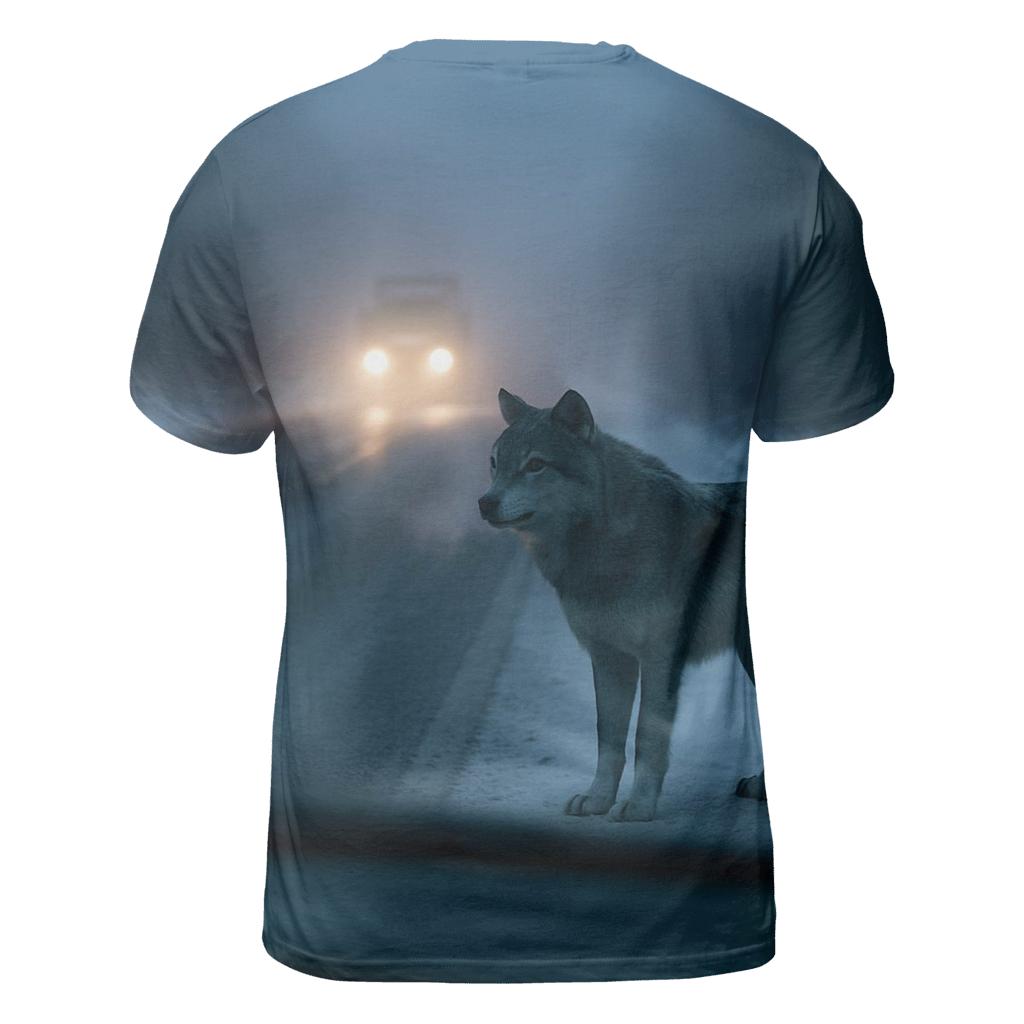 Rural Highway Wolf Roadside Pause custom all-over print shirts