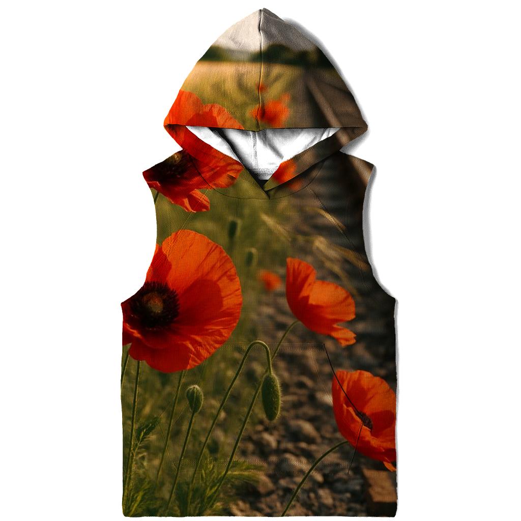 Wild Poppies Along Rural Railway hoodie styles