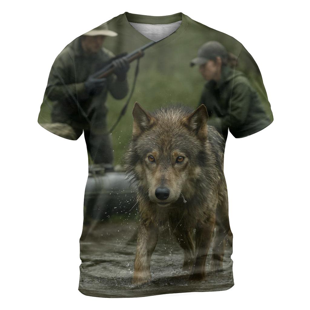 River Crossing Wolf Research Capture trendy printed shirt styles