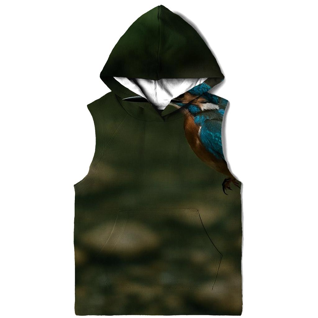 Kingfisher Hovering Above Stream embroidered hoodies