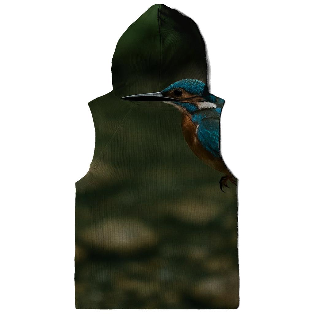 Kingfisher Hovering Above Stream embroidered hoodies