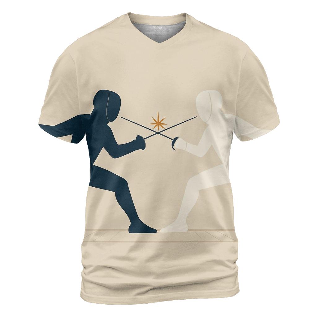 Fencing Duel In Minimalist Silhouette personalized full print shirts