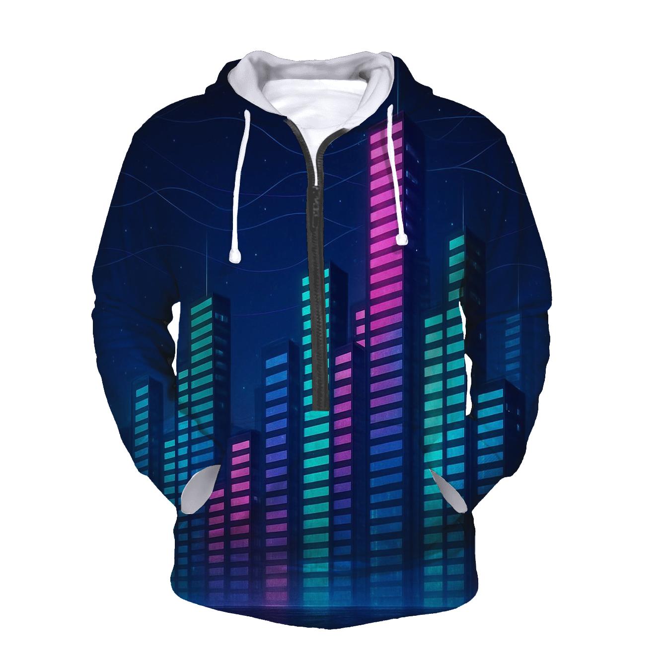Neon Equalizer Skyline zip-up hoodies