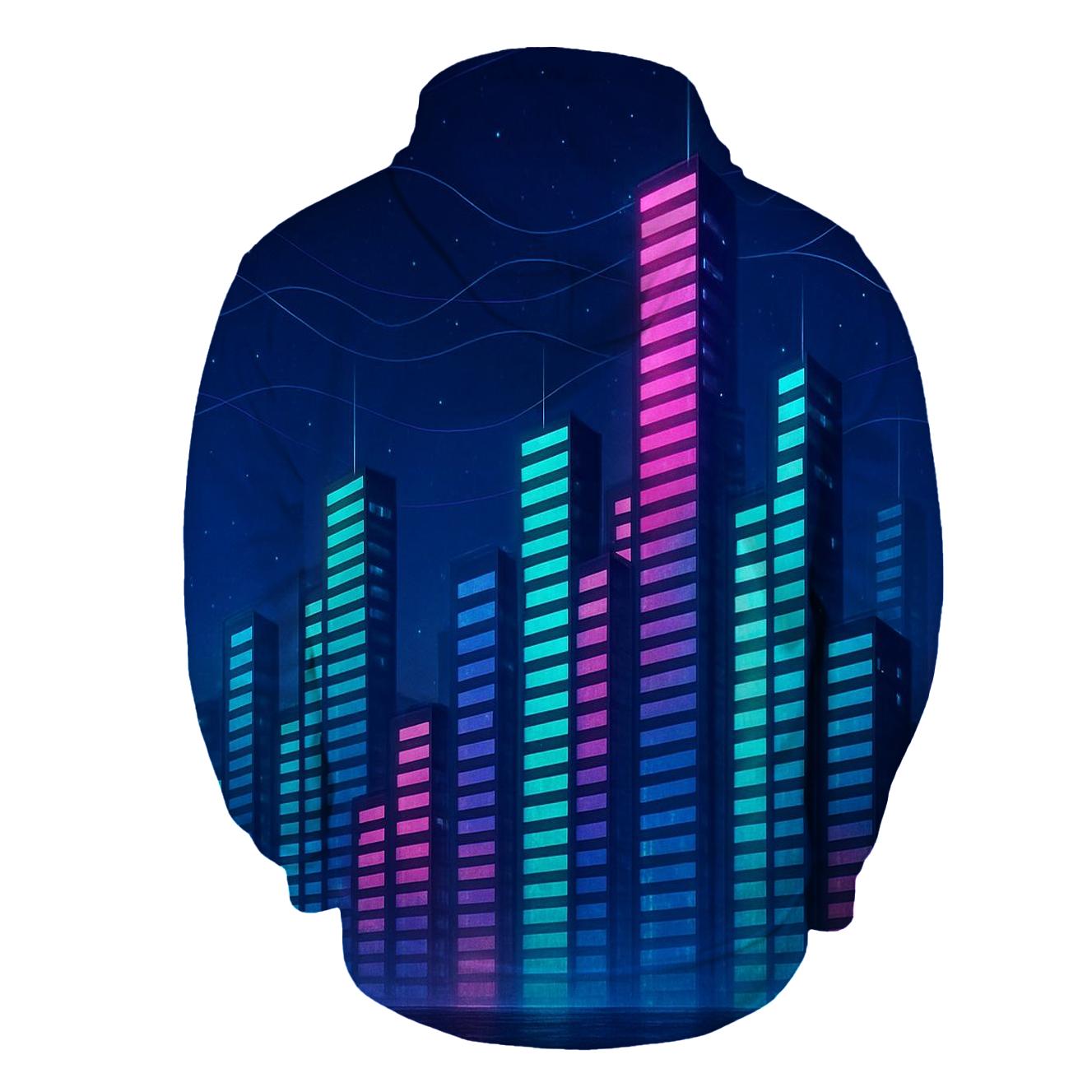 Neon Equalizer Skyline zip-up hoodies