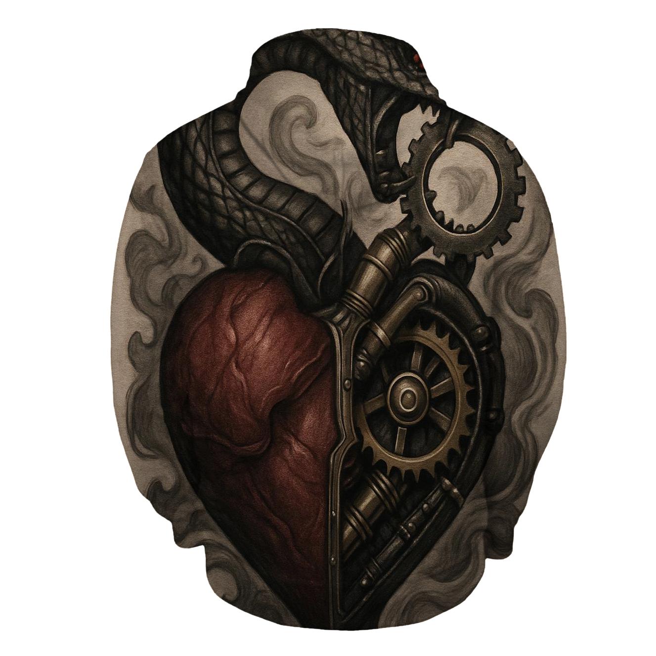 Mechanical Heart Ouroboros printed hoodies