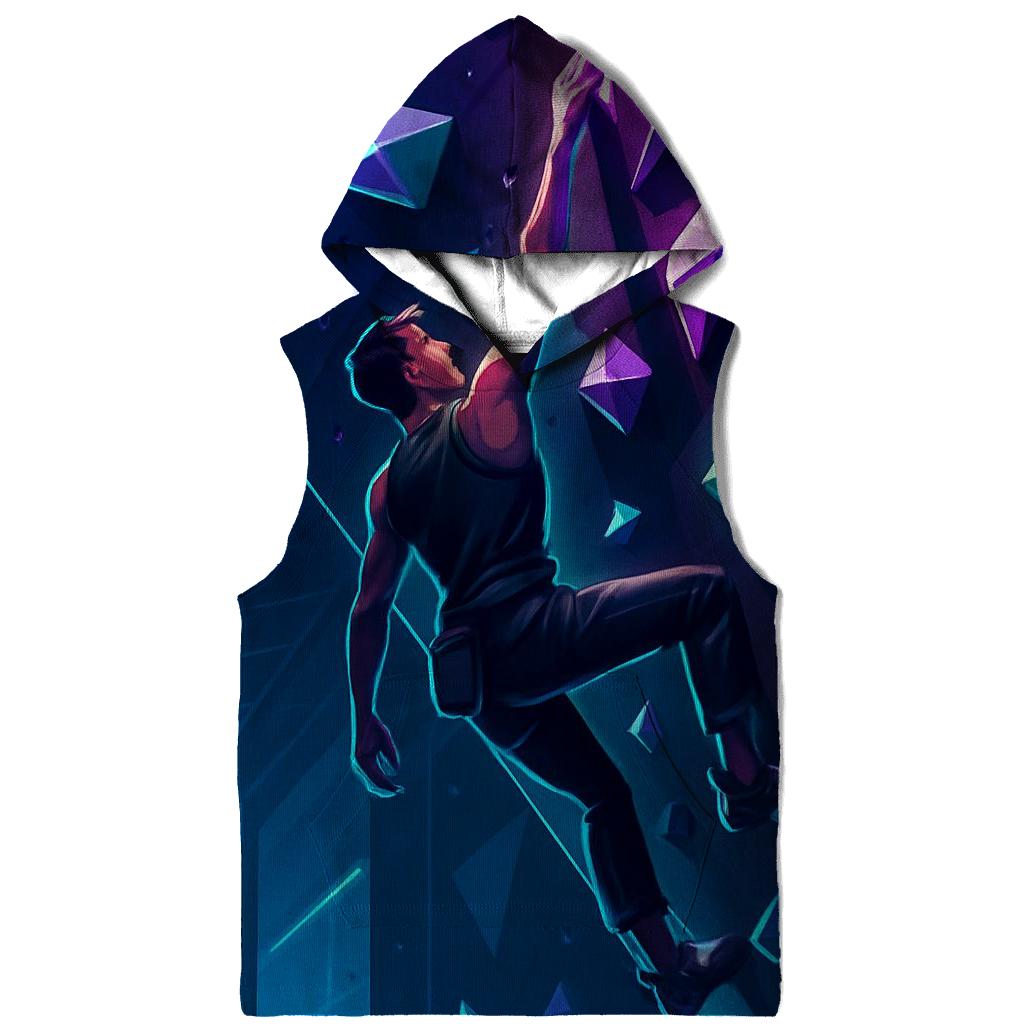 Futuristic Indoor Climbing Arena premium hoodies