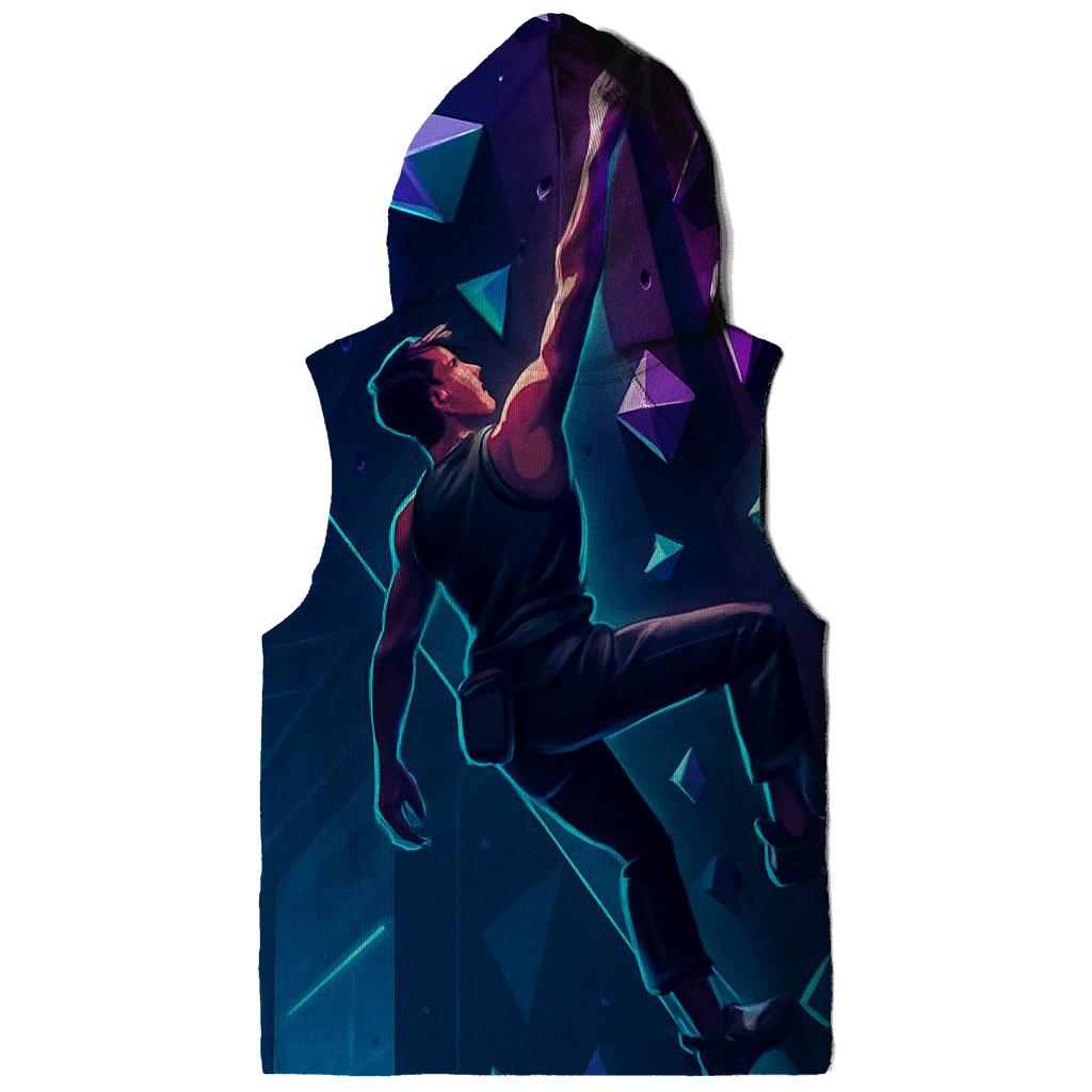 Futuristic Indoor Climbing Arena premium hoodies