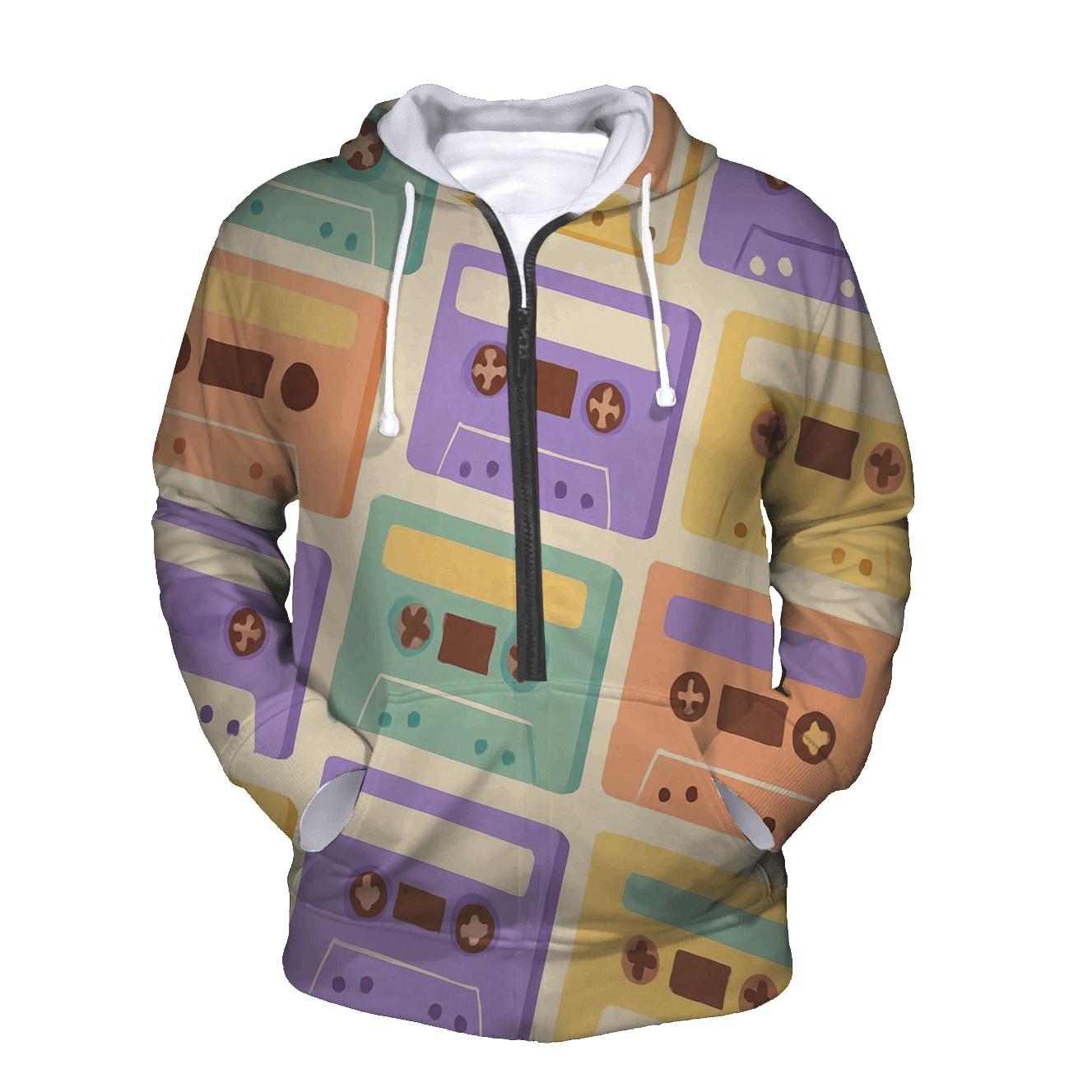 Pastel Cassette Mosaic graphic hoodies