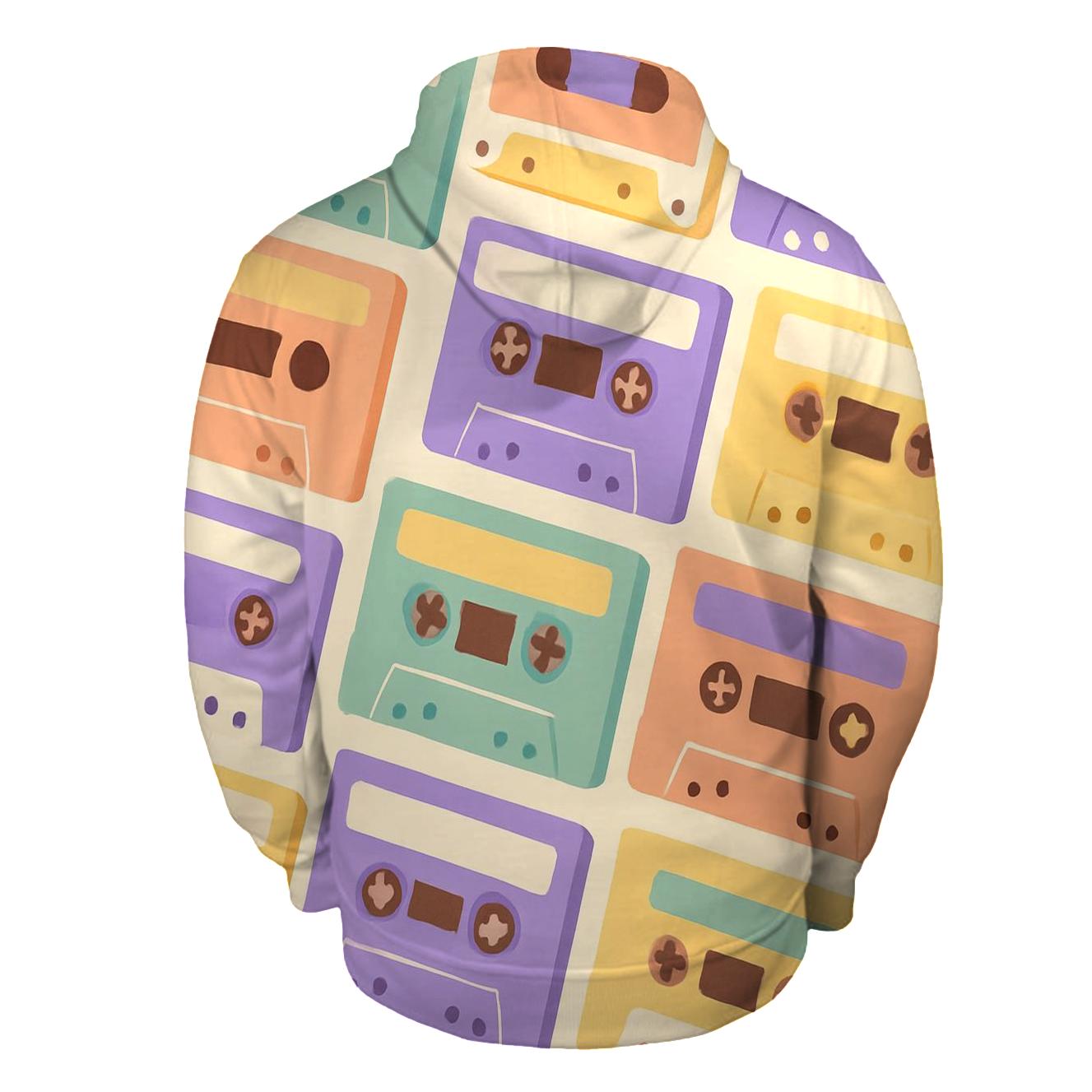 Pastel Cassette Mosaic graphic hoodies