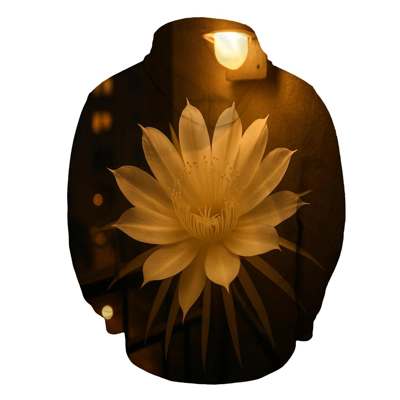 Night Blooming Cereus On City Balcony printed hoodies