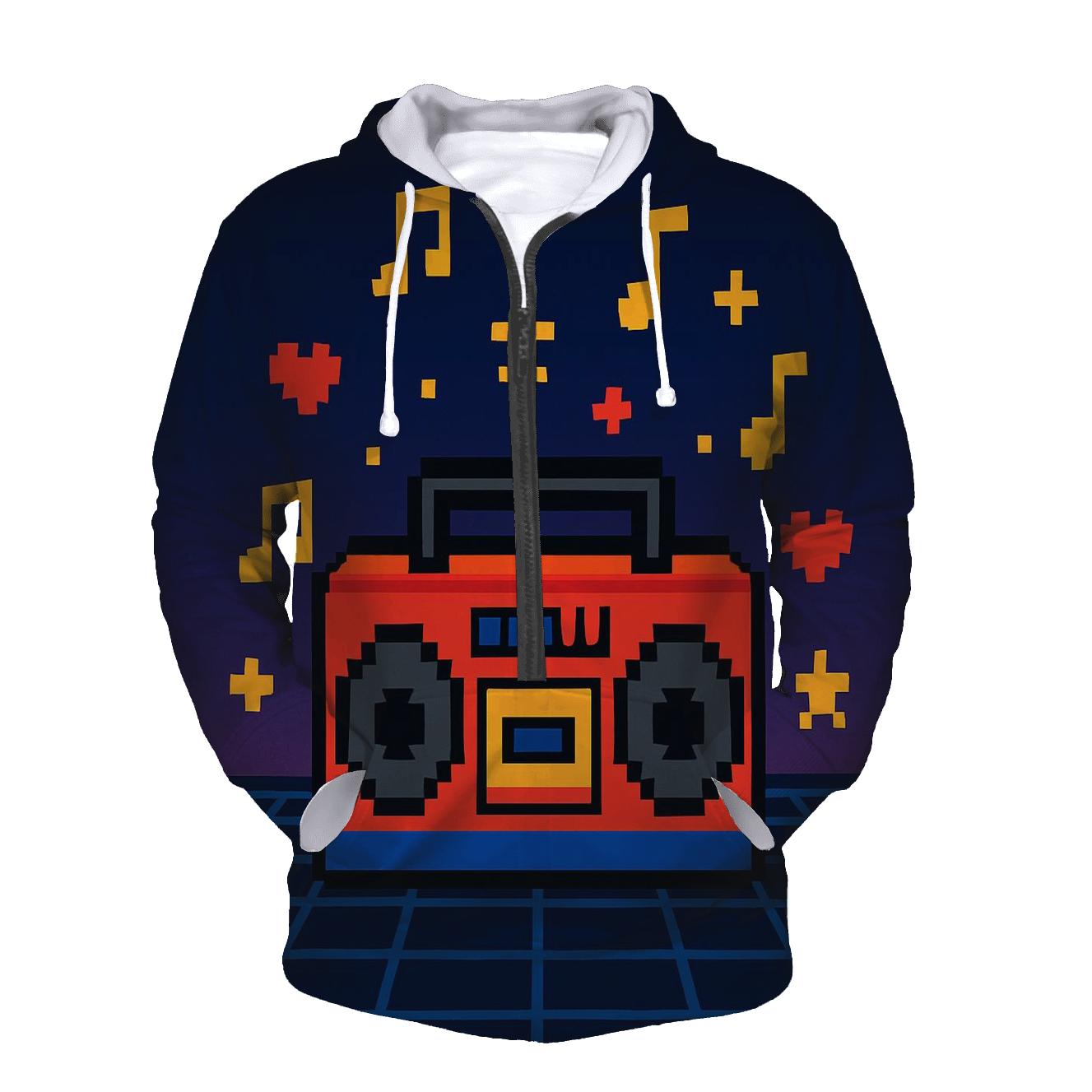 Pixel Boombox Arcade graphic hoodies