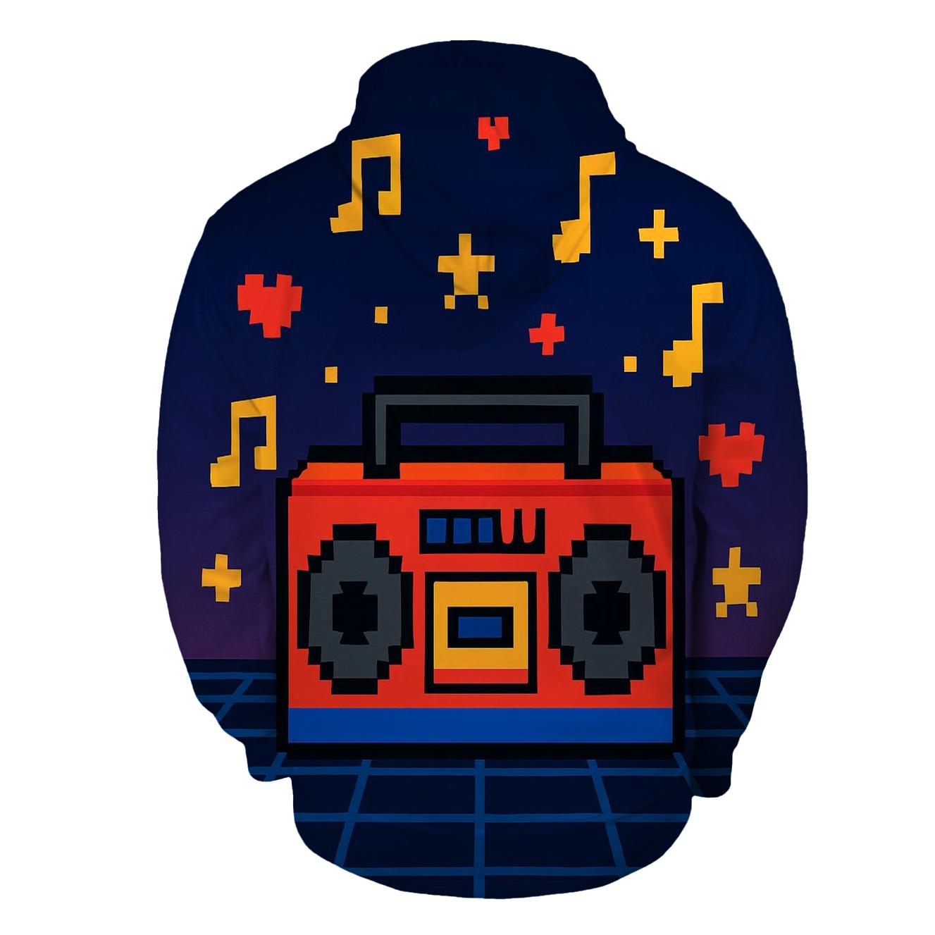Pixel Boombox Arcade graphic hoodies