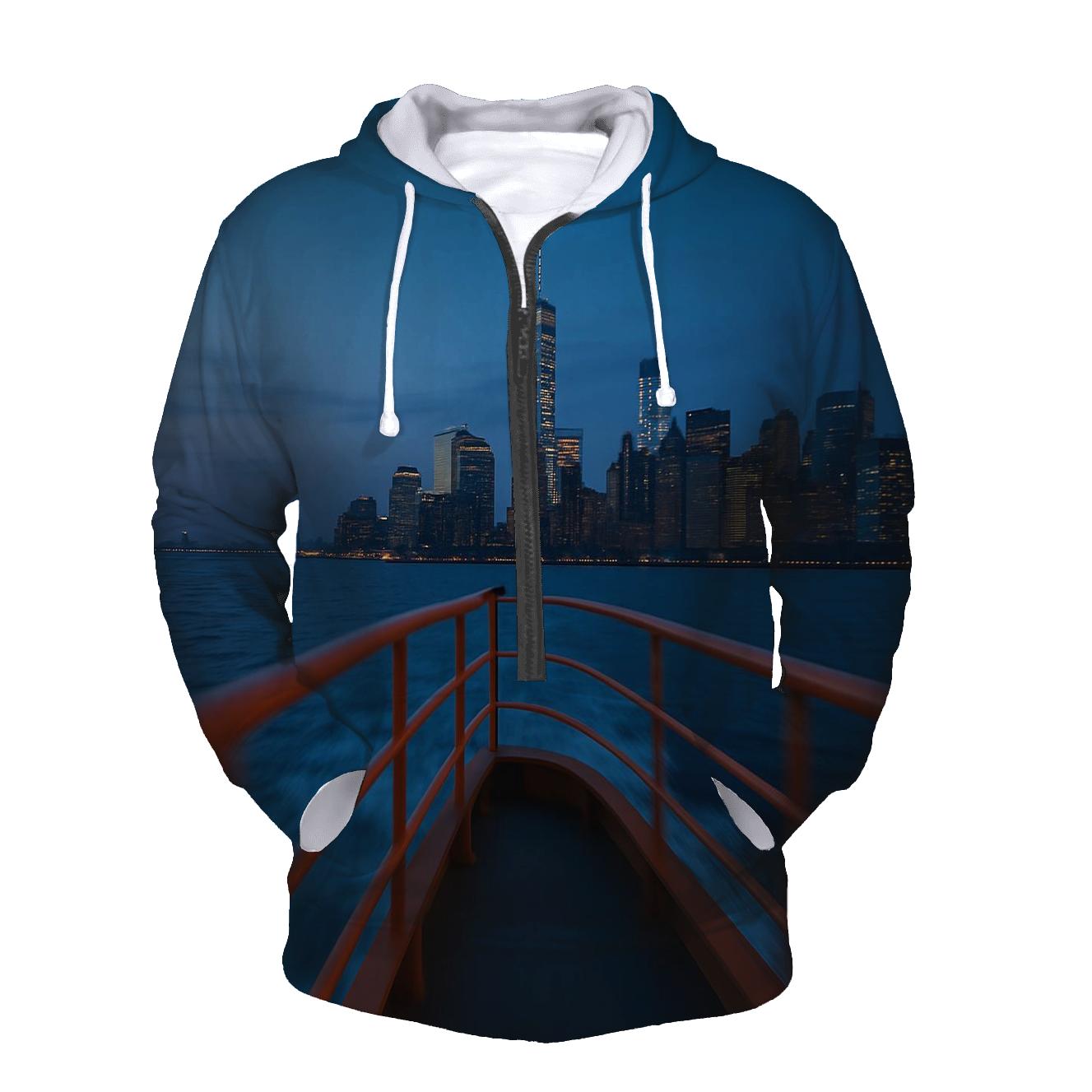 Staten Island Ferry Approach At Blue Hour hoodie designs