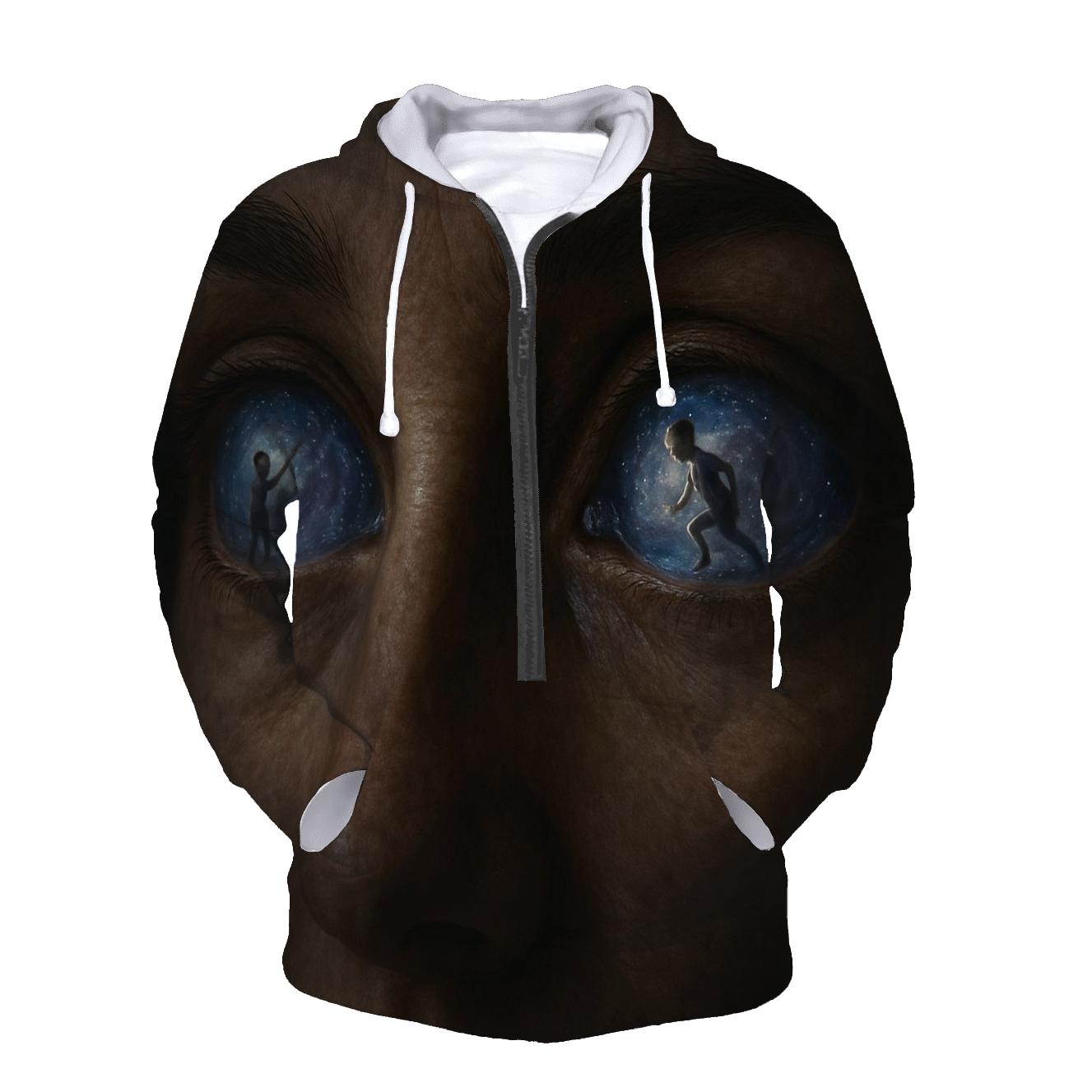 The Quiet Galaxy Inside Her Gaze zip-up hoodies