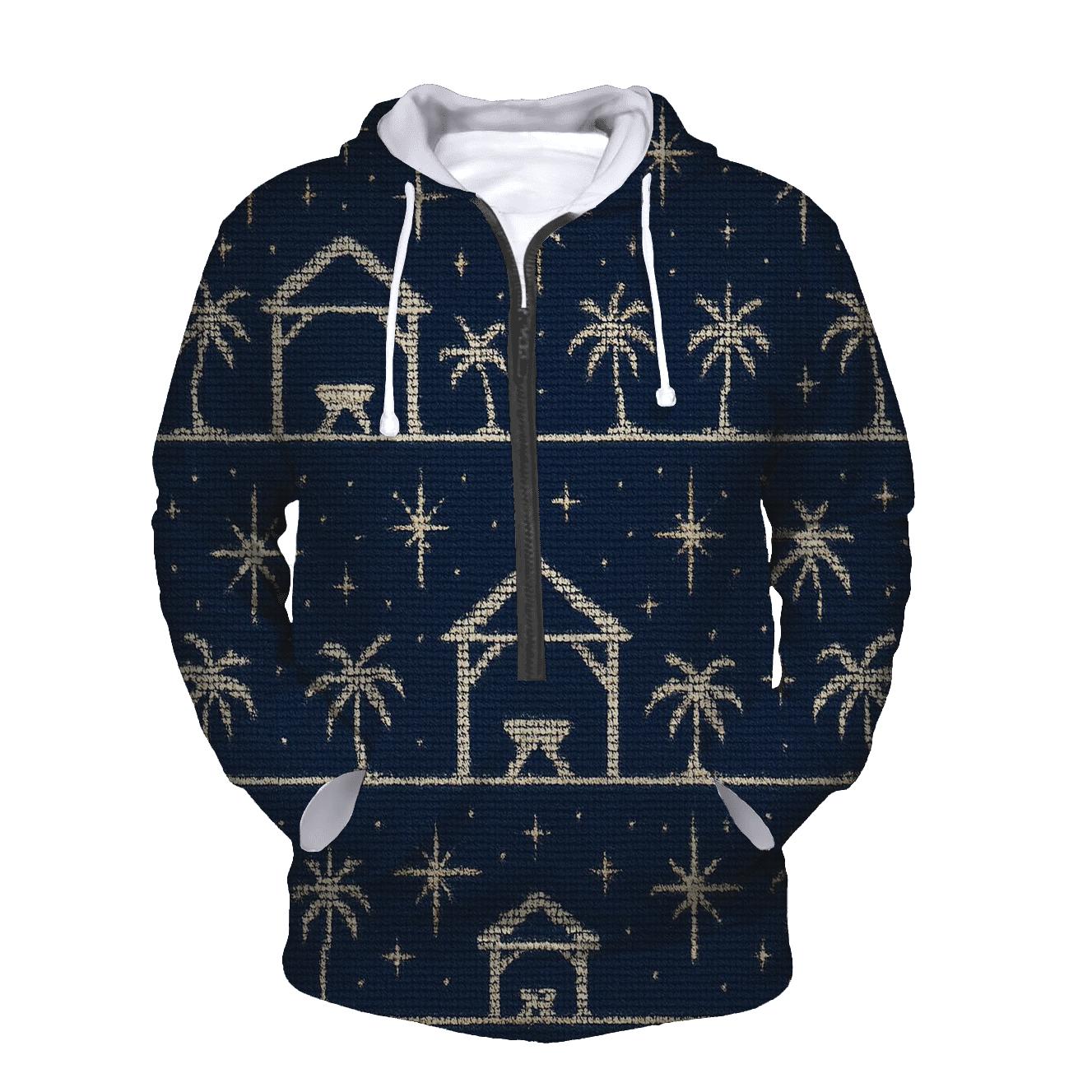 Midnight Nativity Star Scatter Design graphic hoodies