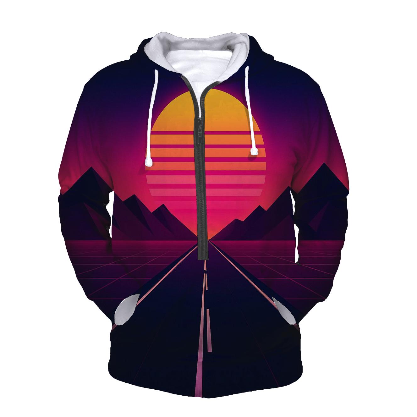 Synthwave Desert Highway hoodie trends