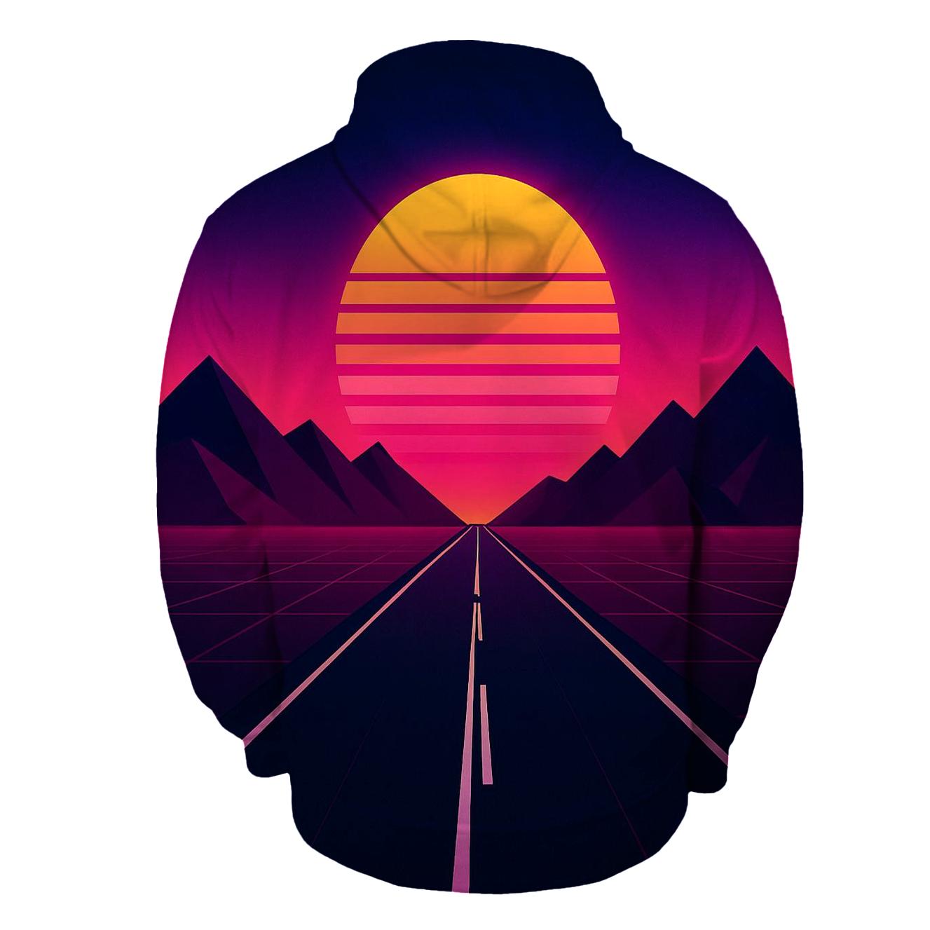 Synthwave Desert Highway hoodie trends