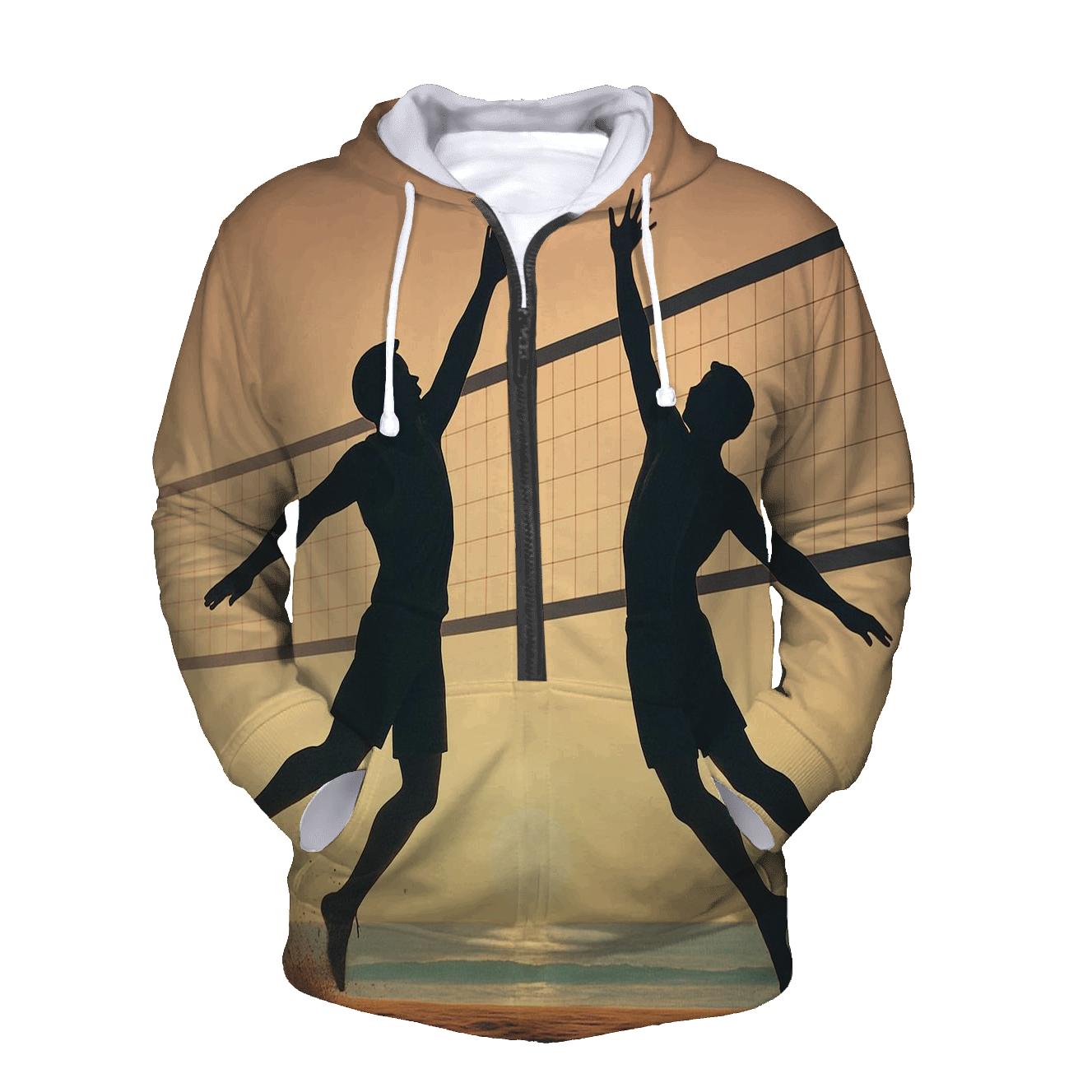 Beach Volleyball Sunrise Leap pullover hoodies