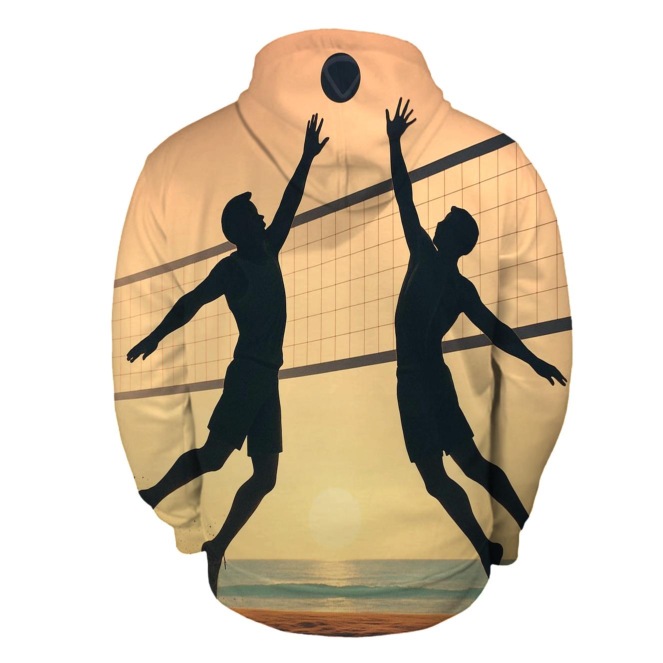 Beach Volleyball Sunrise Leap pullover hoodies