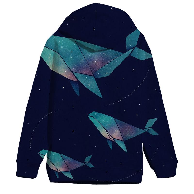 Cosmic Origami Whales pullover hoodies