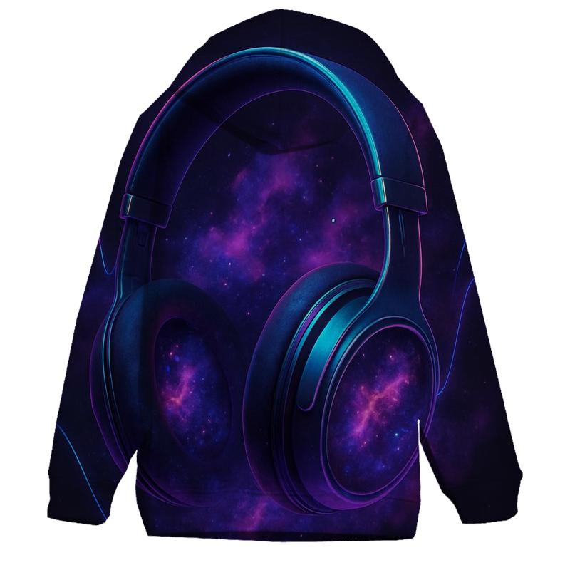 Holographic Headphone Nebula premium hoodies