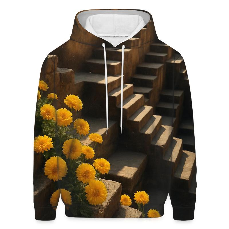 Desert Marigolds At Ancient Stepwell zip-up hoodies