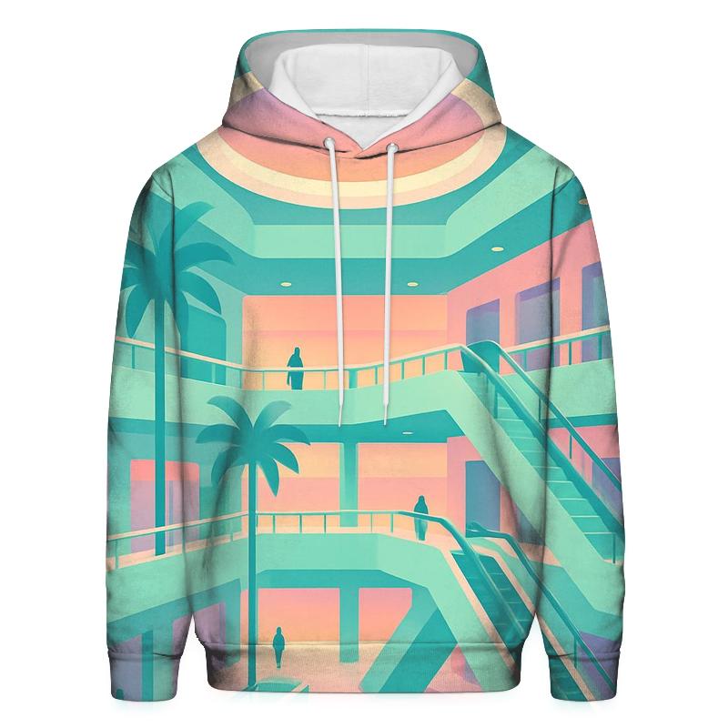 Vaporwave Mall Atrium zip-up hoodies