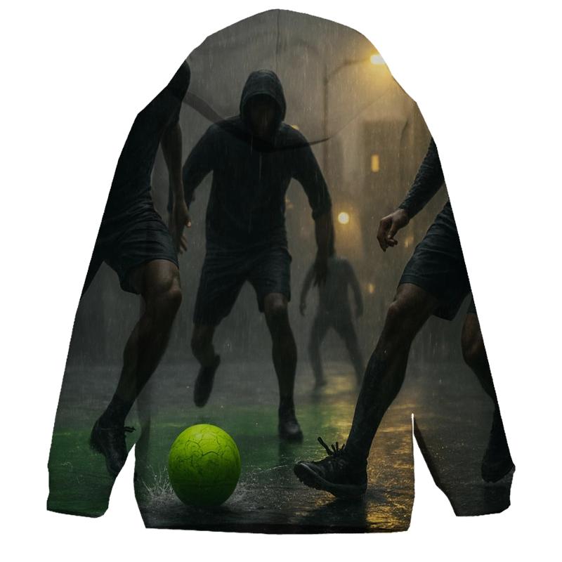 Rain Soaked Soccer Street Match zip-up hoodies