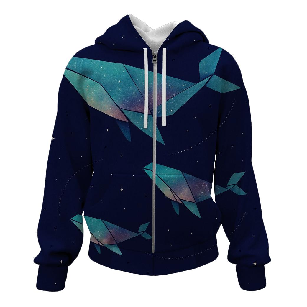 Cosmic Origami Whales custom hoodies