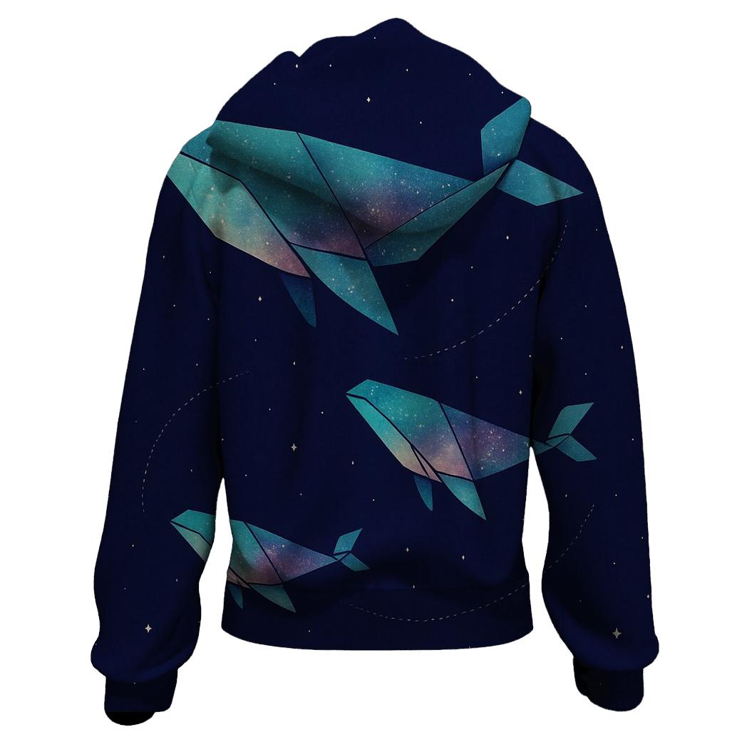 Cosmic Origami Whales custom hoodies