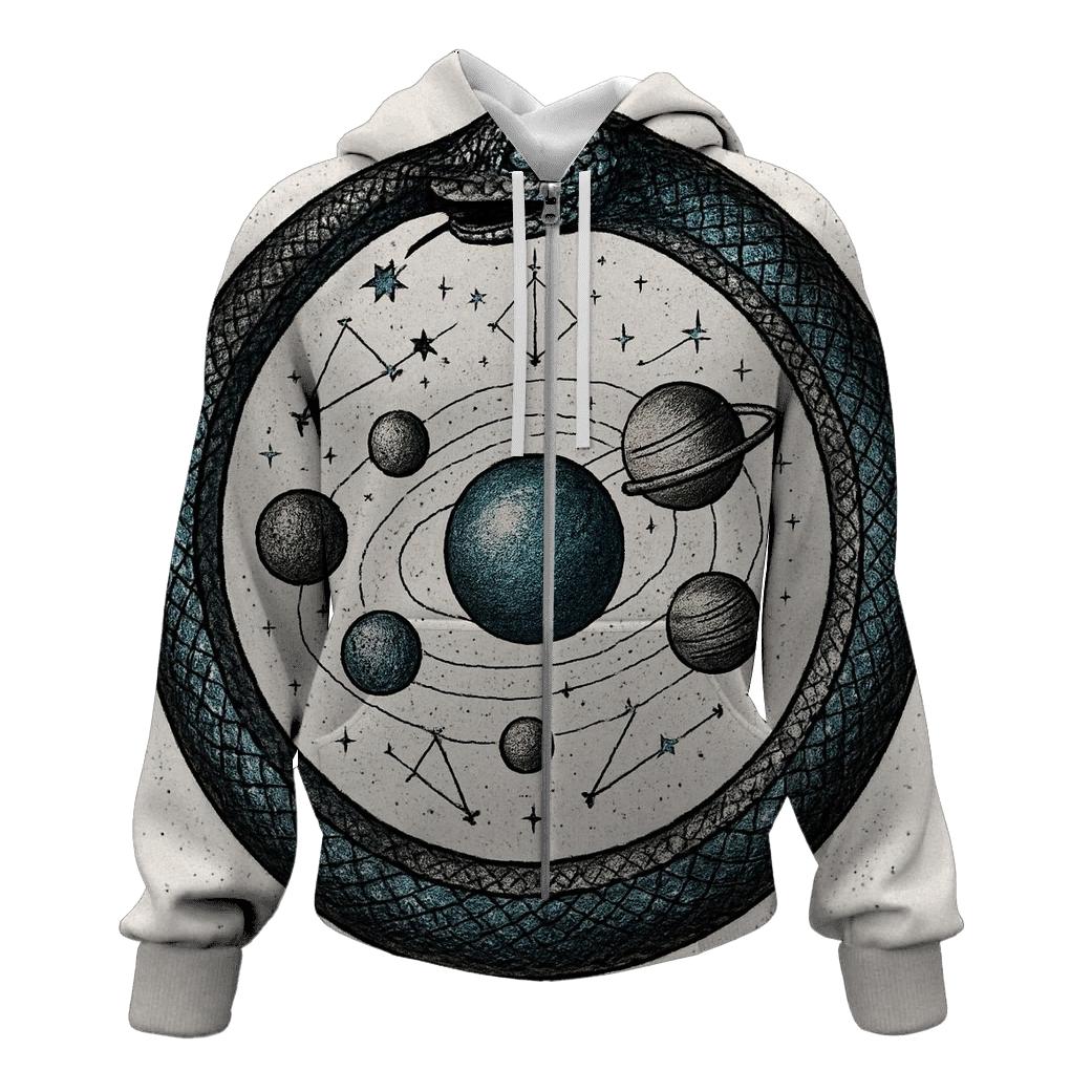 Celestial Circuit Ouroboros pullover hoodies