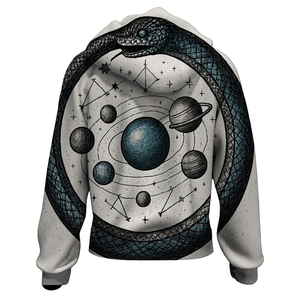 Celestial Circuit Ouroboros pullover hoodies