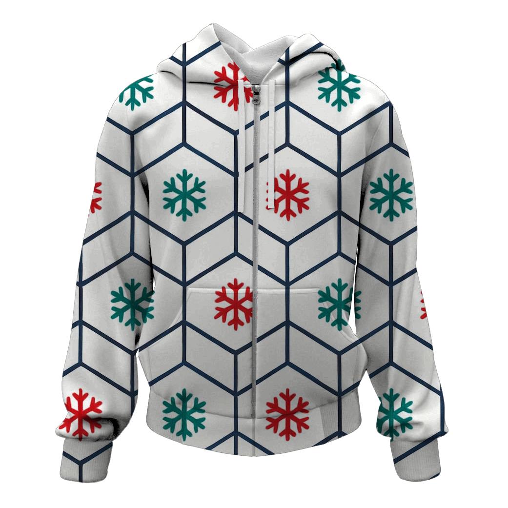 Snowflake Lattice Noel zip-up hoodies