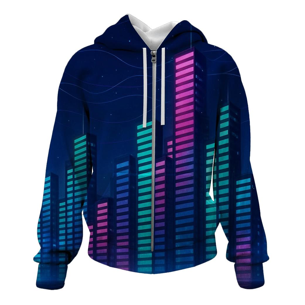 Neon Equalizer Skyline printed hoodies