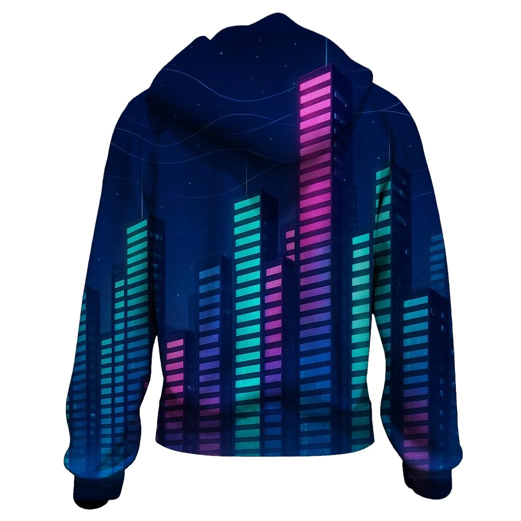 Neon Equalizer Skyline printed hoodies