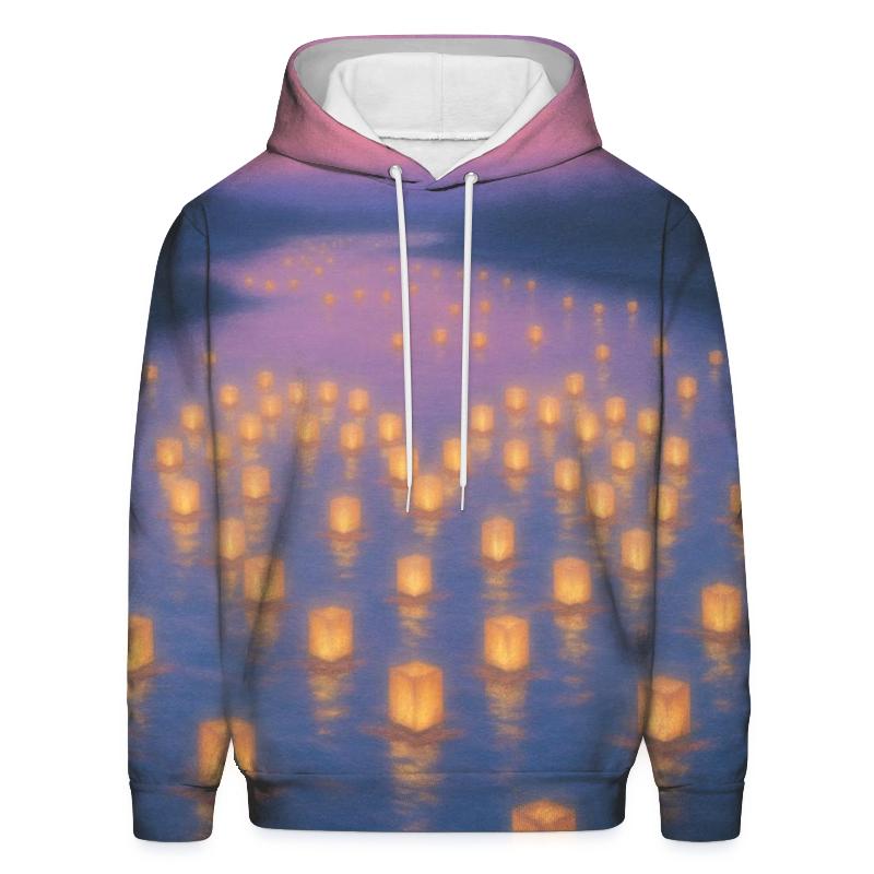 Floating Lantern Hearts designer hoodies