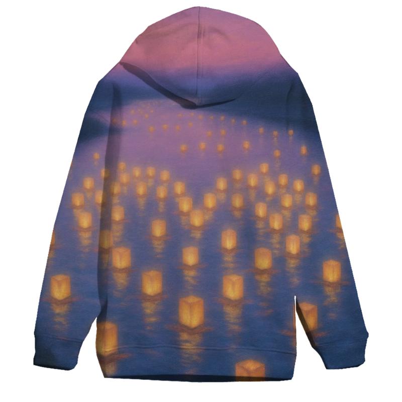 Floating Lantern Hearts designer hoodies