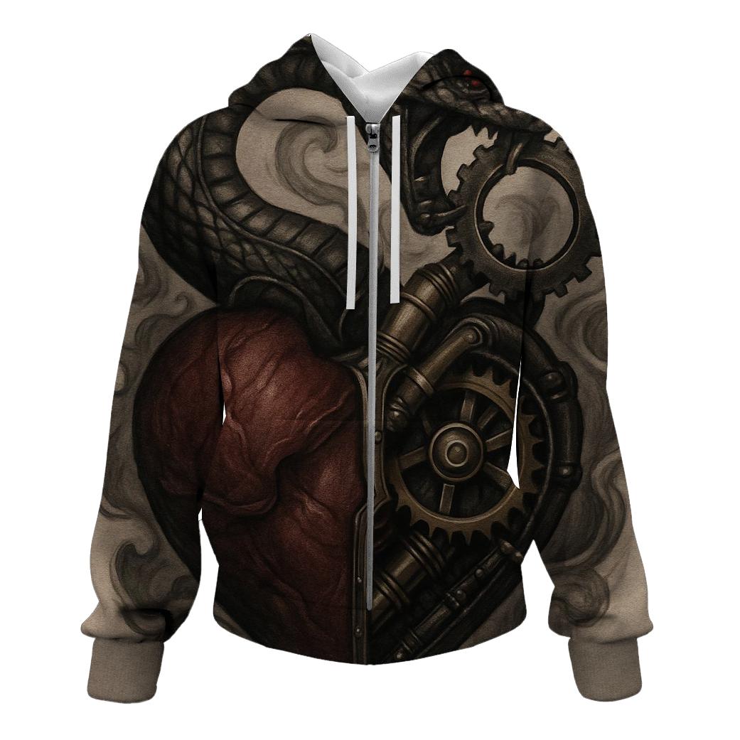 Mechanical Heart Ouroboros printed hoodies