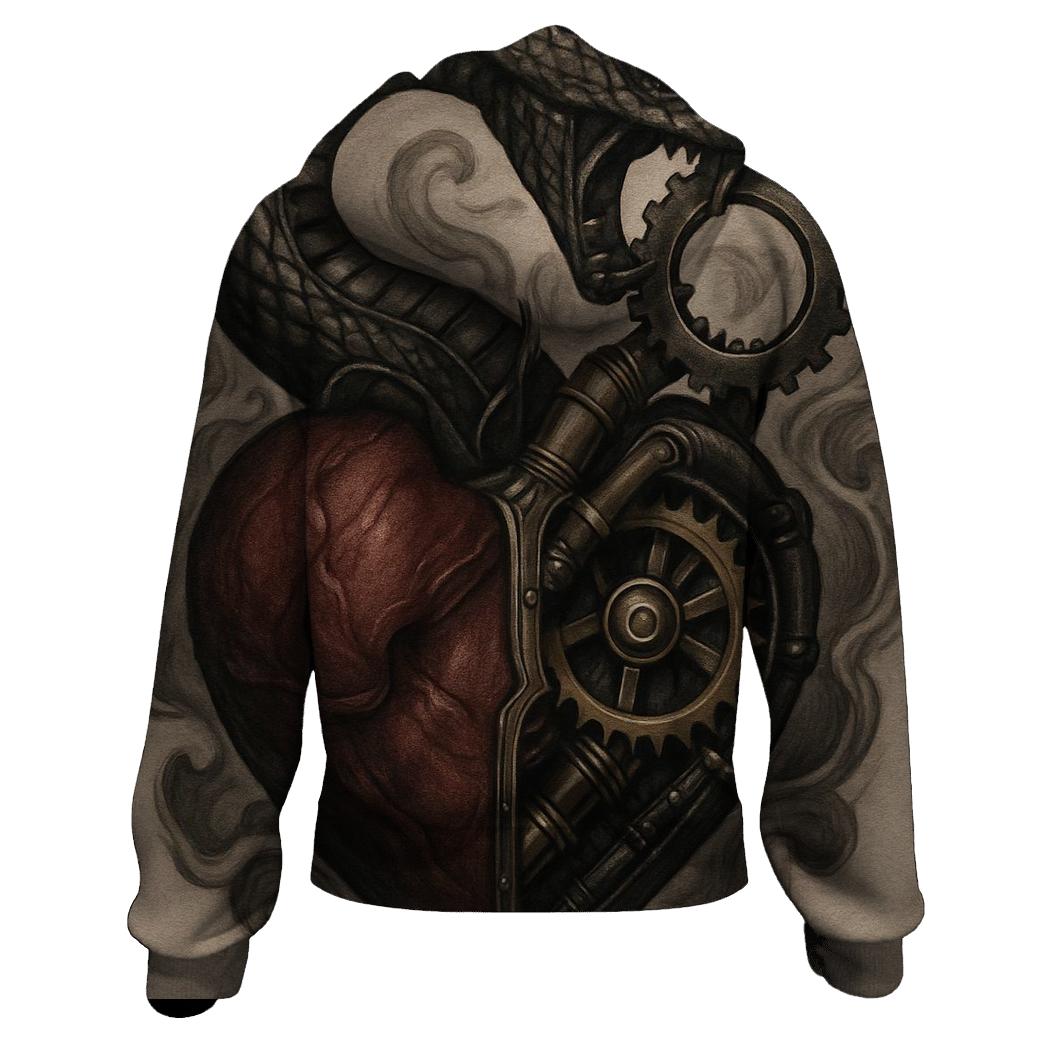 Mechanical Heart Ouroboros printed hoodies