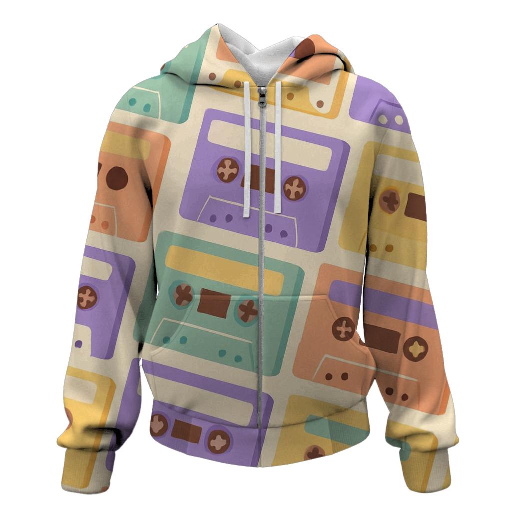 Pastel Cassette Mosaic hoodie designs