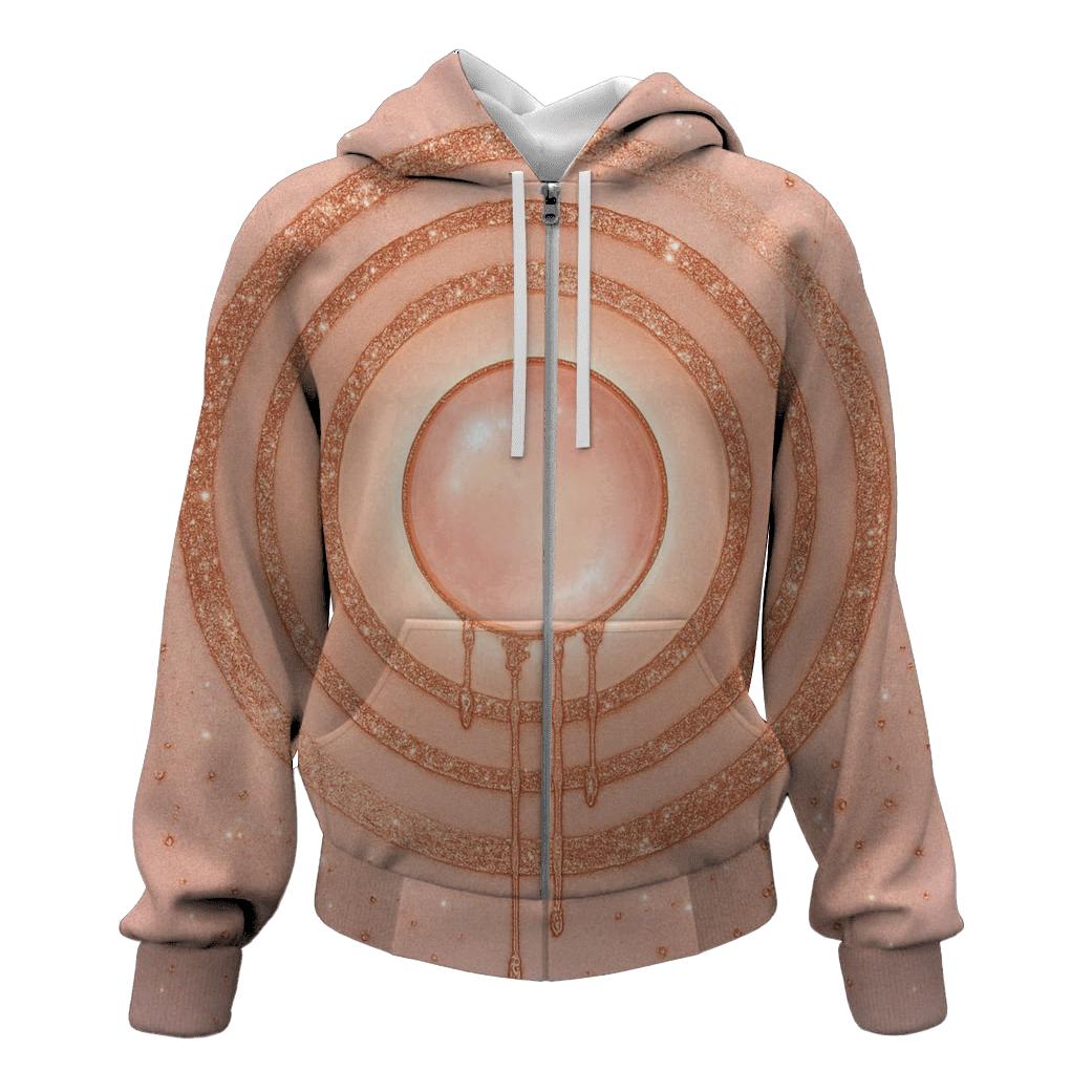 Rose Quartz Halo Burst printed hoodies