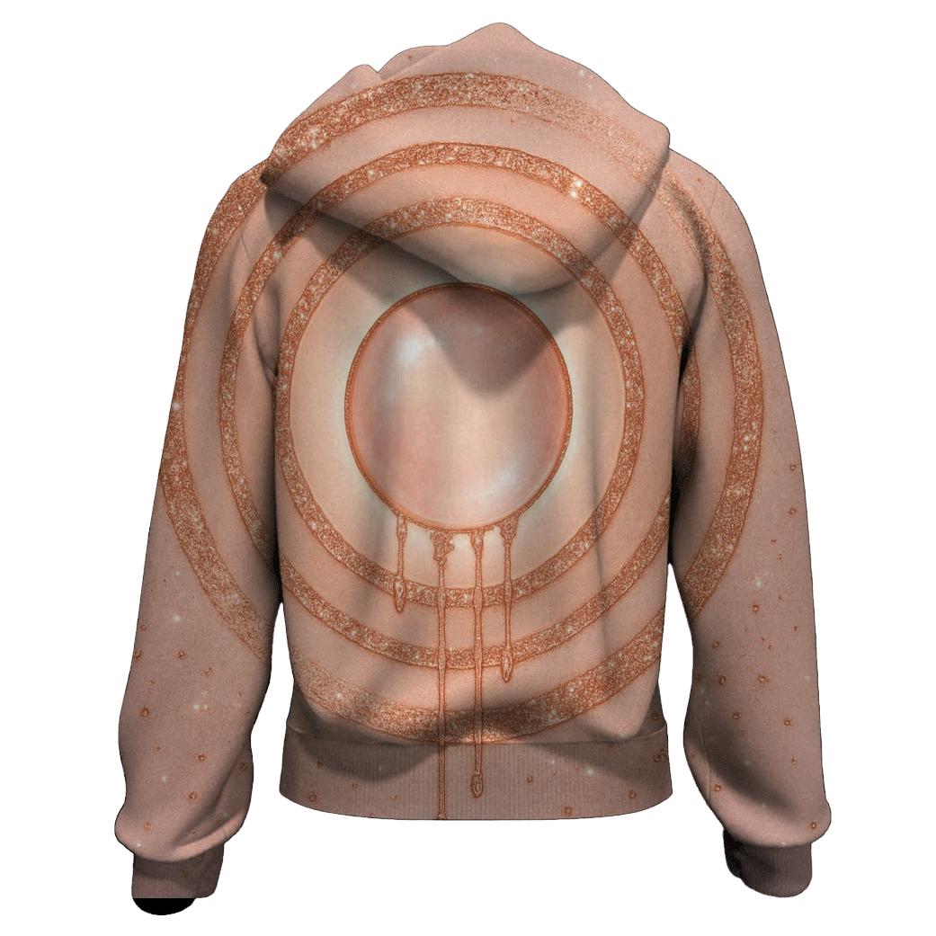 Rose Quartz Halo Burst printed hoodies