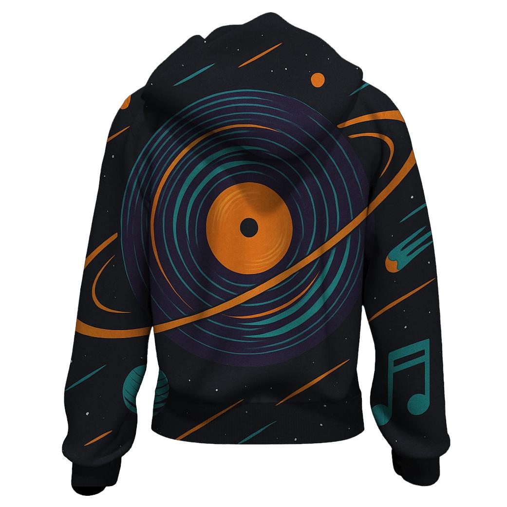 Planetary Vinyl Sound Waves printed hoodies